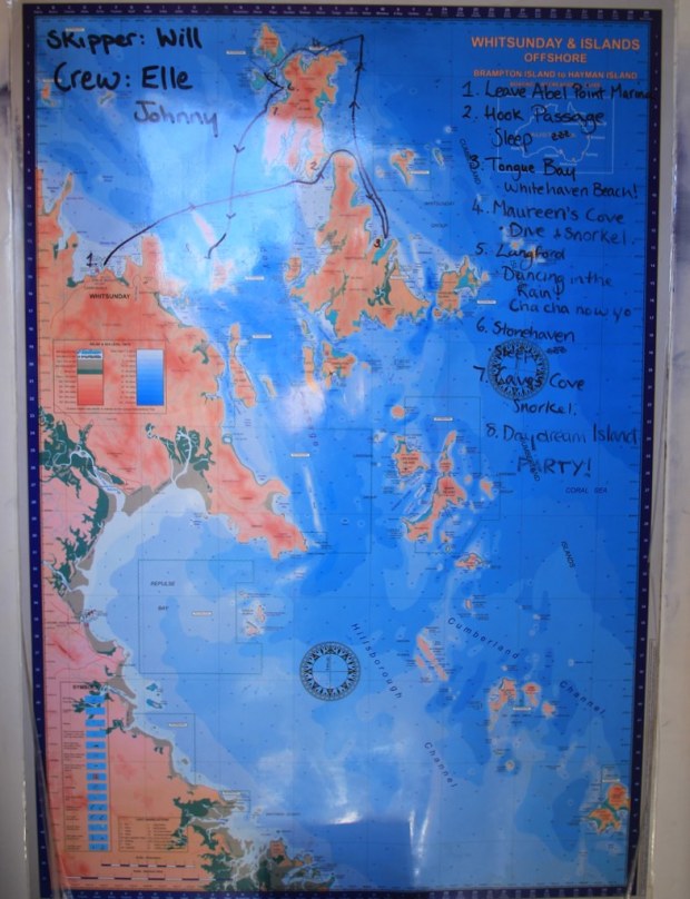 Sailing Map, Whitsundays, Australia