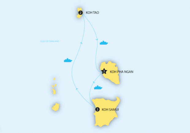 Contiki Thai Island Hopper East Map